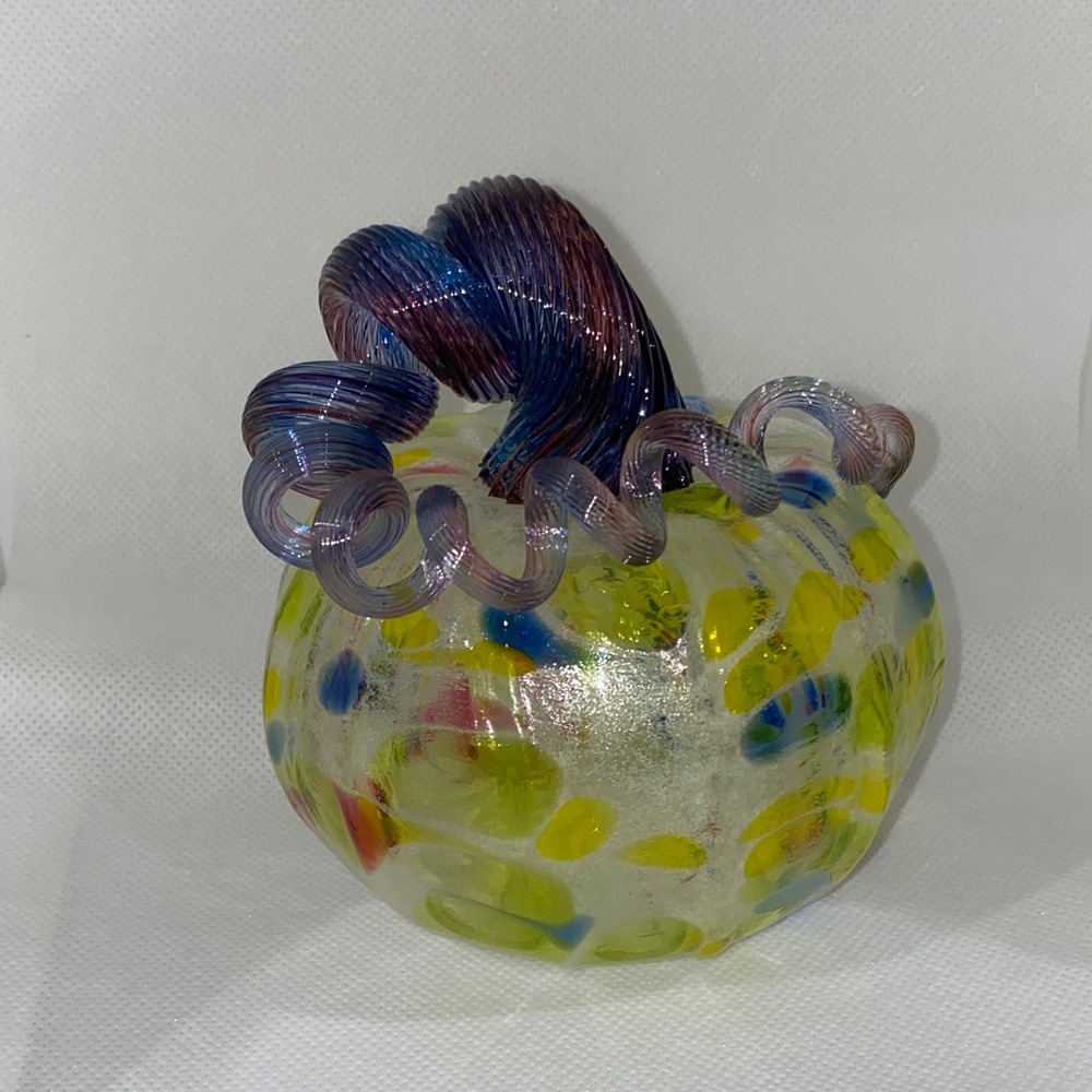 Luke Adam’s Handblown Pumpkin Colorful Glass Art Sculpture